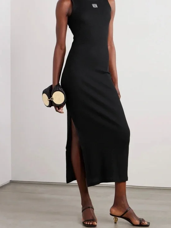 Loewe Black Sleeveless Ribbed Maxi Tank Dress - Picture 2 of 8